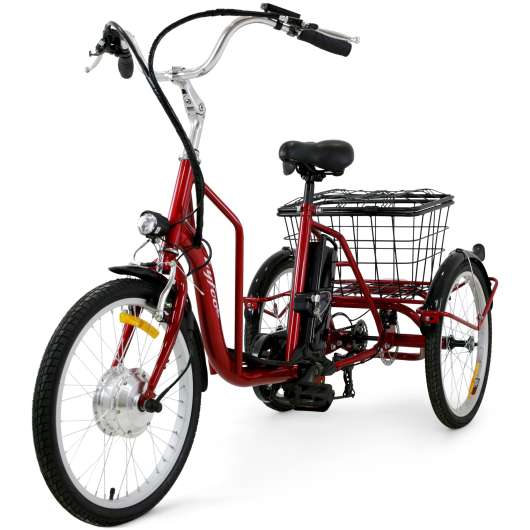 Trehjulig elcykel - 6 växlar - Metallic röd