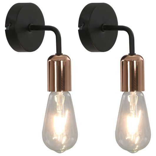 vidaXL Taklampa med 2 st glödlampor 2 W svart och koppar E27